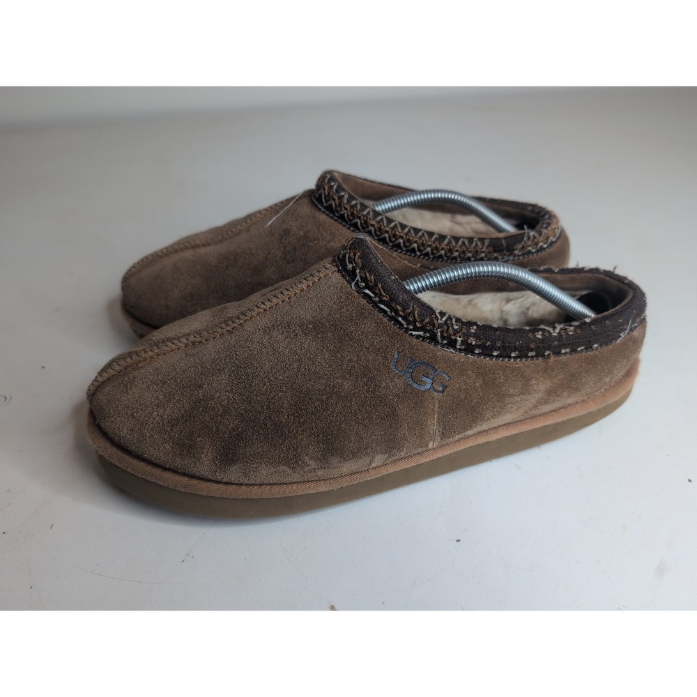 UGG Tasman Suede Slippers Mens 12 Chestnut Brown Sheepskin Lining 5950